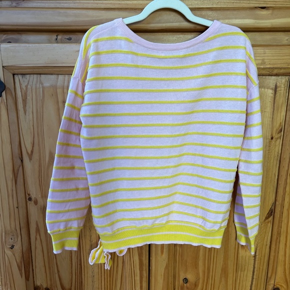 Anthropologie Bishop + Young Sweater Yellow and Pink Stripe 100 % Cotton Women S - Picture 3 of 7